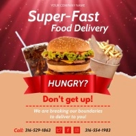 Food Delivery Service Video Ad Square (1:1) template