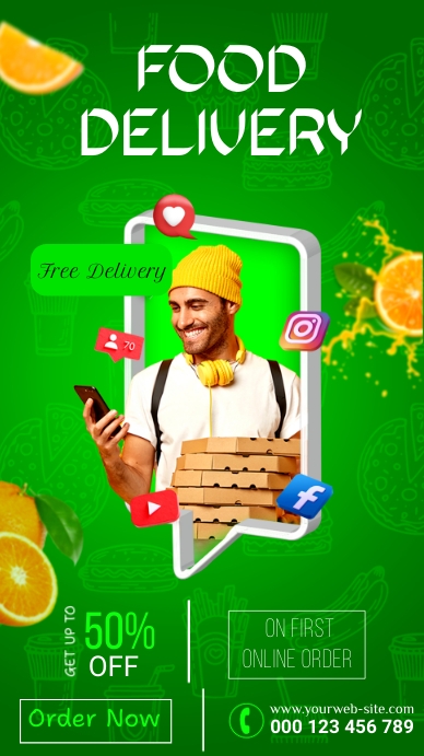 FOOD DELIVERY TEMPLATE | PosterMyWall