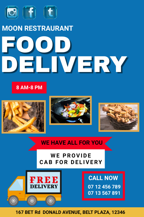FOOD DELIVERY TEMPLATE | PosterMyWall