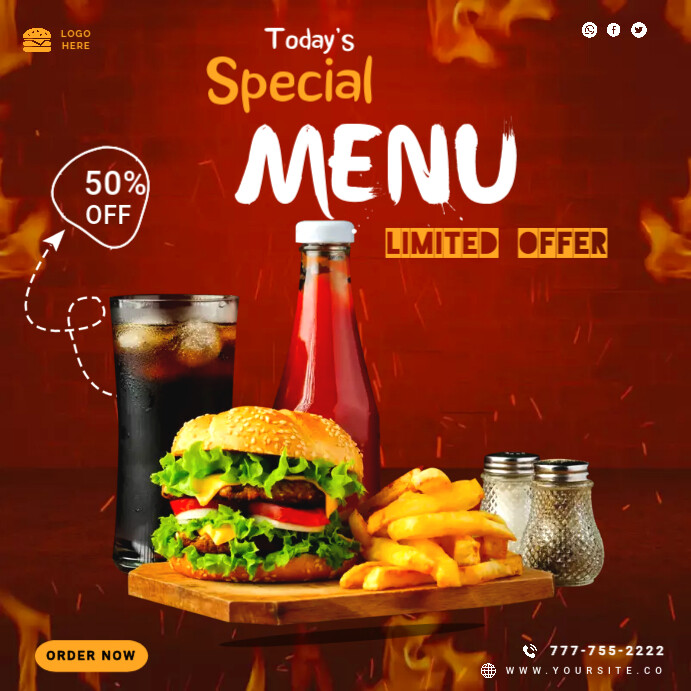 Post Design Dinner food Template | PosterMyWall