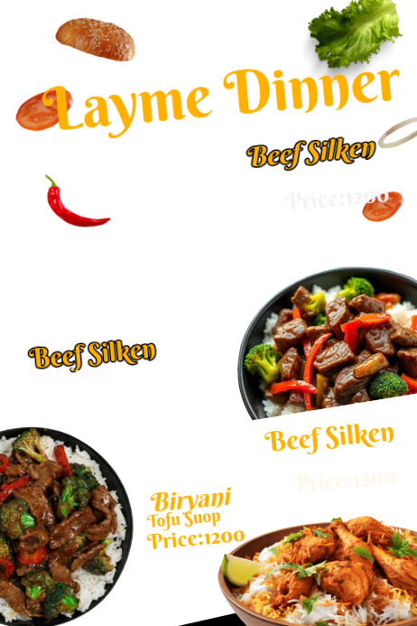 food dinner menu Template | PosterMyWall