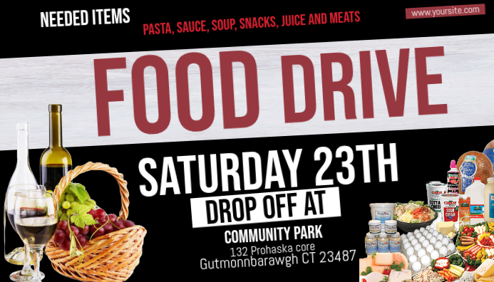 Food Drive Event Blog Header Template | PosterMyWall
