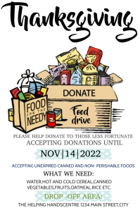 food drive thanksgiving Poster template