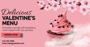 Lyserød Valentine's Day Menu Facebook Shared Image Template