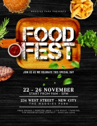 Food fest festival flyer template Folheto (US Letter)