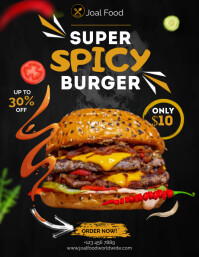 Черный FOOD FLYER BURGER 传单(美国信函) Template
