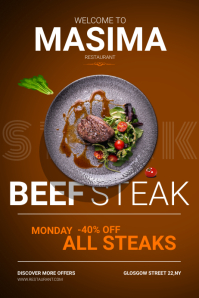 Orange Steak Promotion Poster Template