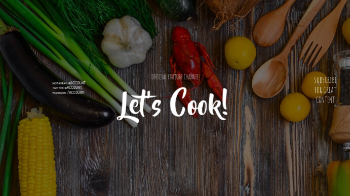 Food Let's Cook Youtube Channel Art Banner Template Isithombe Sekhava Yeshaneli ye-YouTube