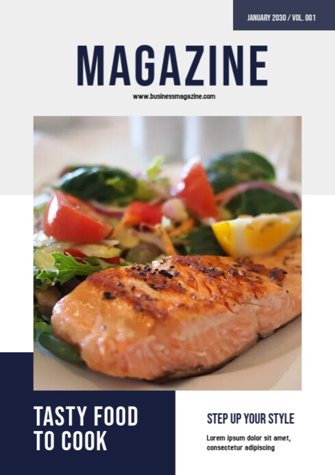 Blue Tasty Food Magazine Cover Template | PosterMyWall