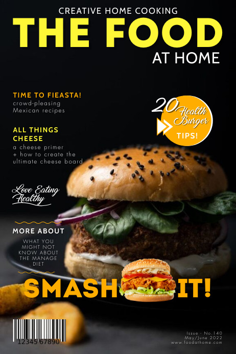 Food magazine cover template Healthy Burger/F | PosterMyWall