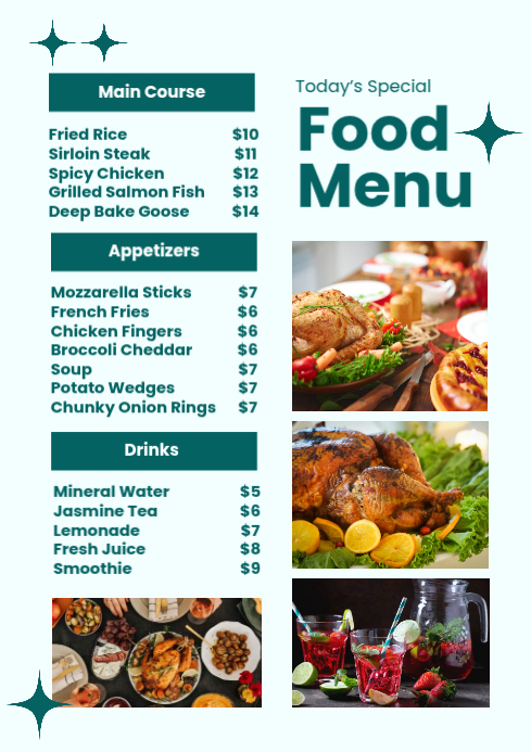 Food Menu A4 Template | PosterMyWall