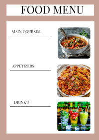 White Food Menu A4 Template