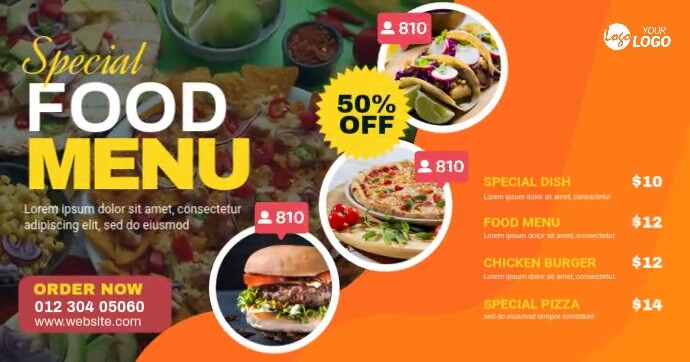Food Menu Ad Template Facebook 共享图片