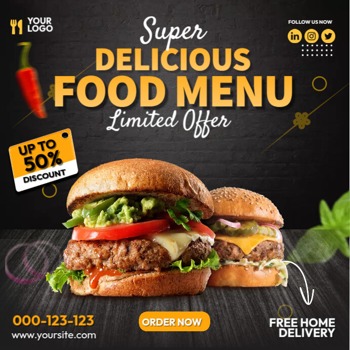Menu Ad Example Plantilla de Food Menu Ads | PosterMyWall