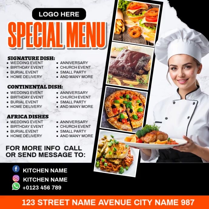 Food Menu Ads Instagram Post template