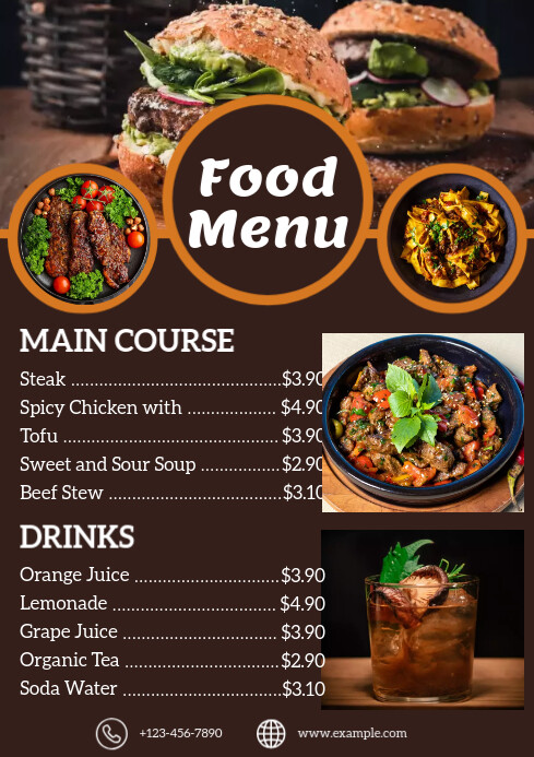 Food Menu Card Template | PosterMyWall