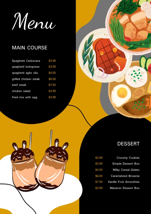 Food menu card Template | PosterMyWall