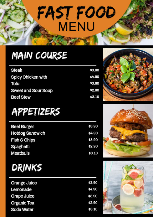 Food menu card Template | PosterMyWall