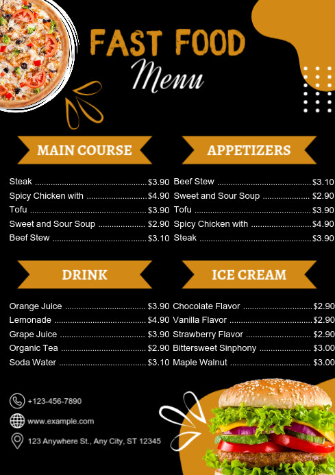 Api Design Food Menu Food Menu Card Template | PosterMyWall