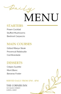 Food Menu Design - Restaurant Menu Card Halve pagina breed template