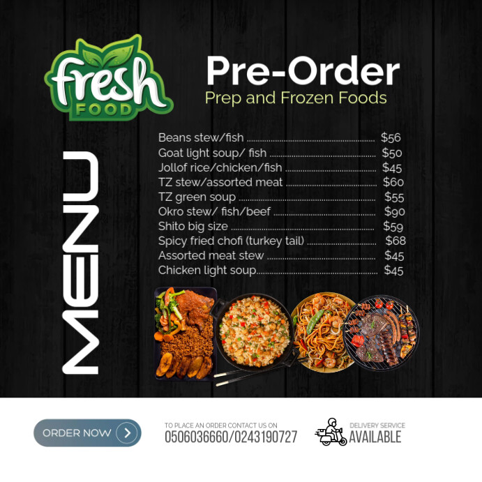 Food Menu Instagram Plasing template