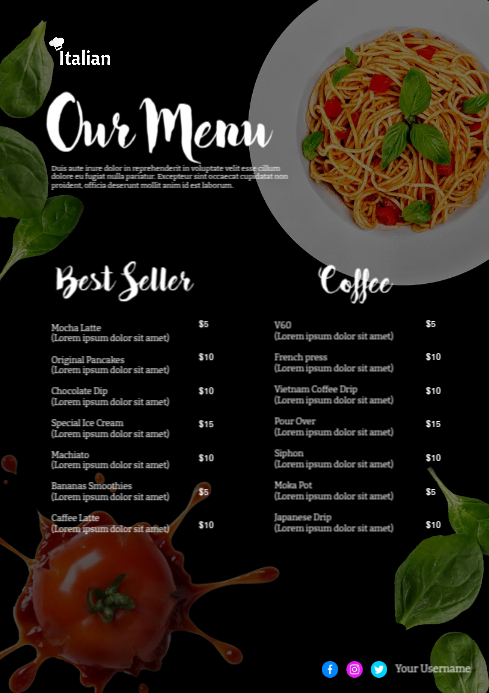Food Menu A4 template