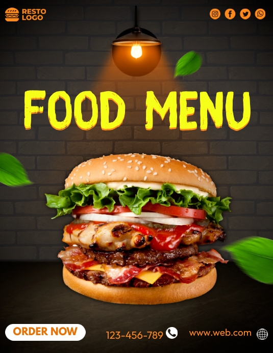Food Menu Design Volantino (US Letter) template