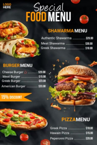 Hitam Food Menu Poster Template
