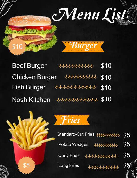 Food Menu Flyer (US Letter) template