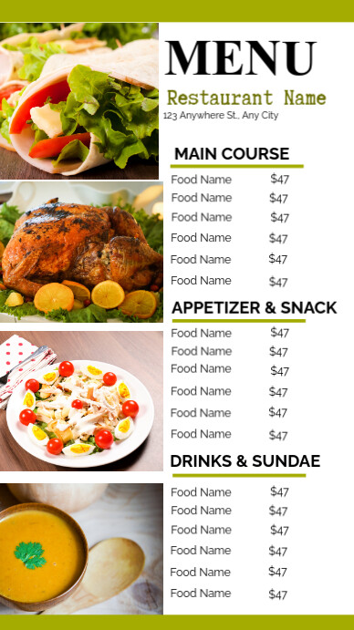 food menu Instagram Story template