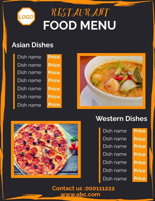 Food Menu Flyer (US Letter) template