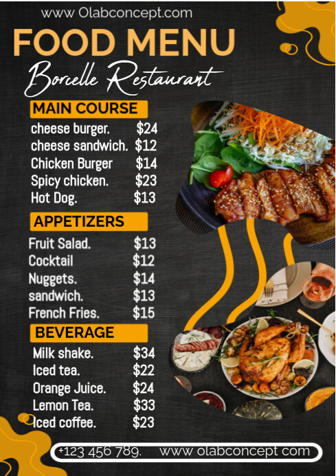 Food menu A4 template
