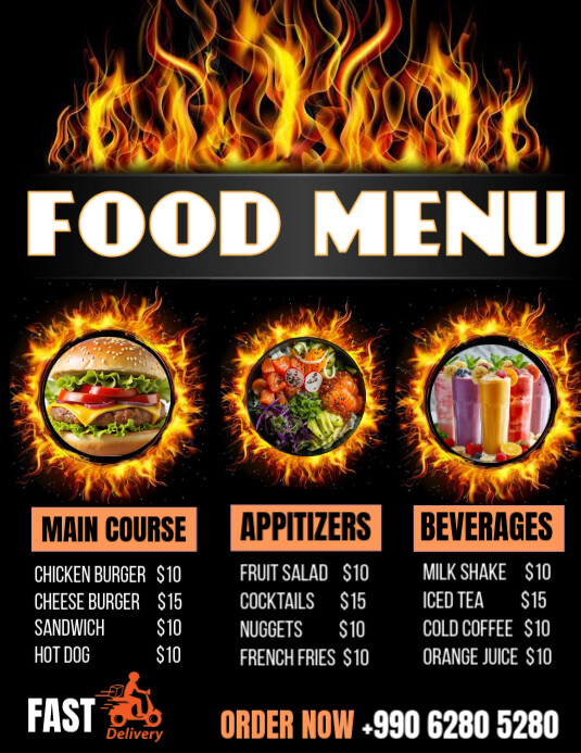 Food menu design Flyer (US-Letter) template