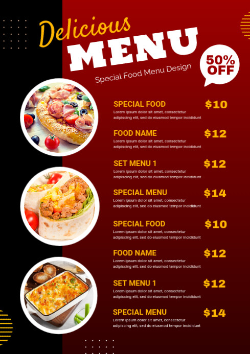 Food Menu Design Template | PosterMyWall