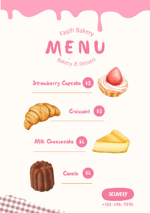 Food Menu Display Template A4
