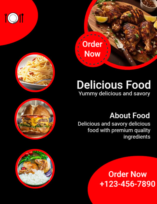 Food menu flyer, template, design ใบปลิว (US Letter)
