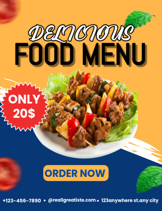 Food Menu  Flyer (us Letter) template