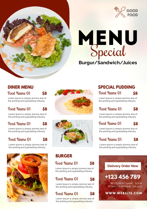 Food menu flyer Template | PosterMyWall