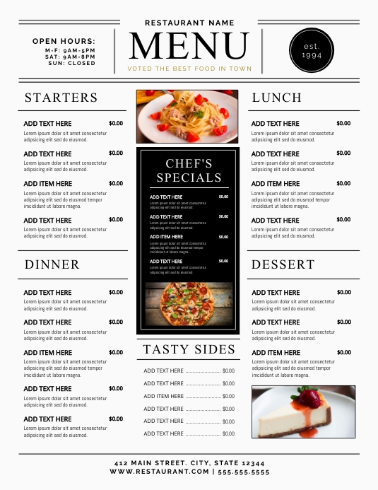 Copy of Food Menu Flyer Templates | PosterMyWall