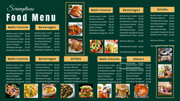 Cafeteria Course Menu Food Menu for Cafeteria, Restaurant & Canteen Template | PosterMyWall