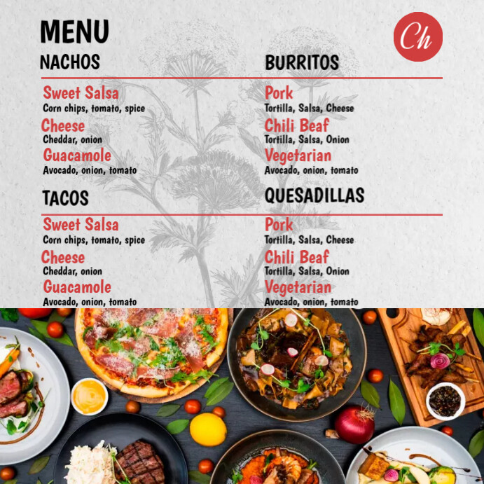 Food Menu List Instagram Post template