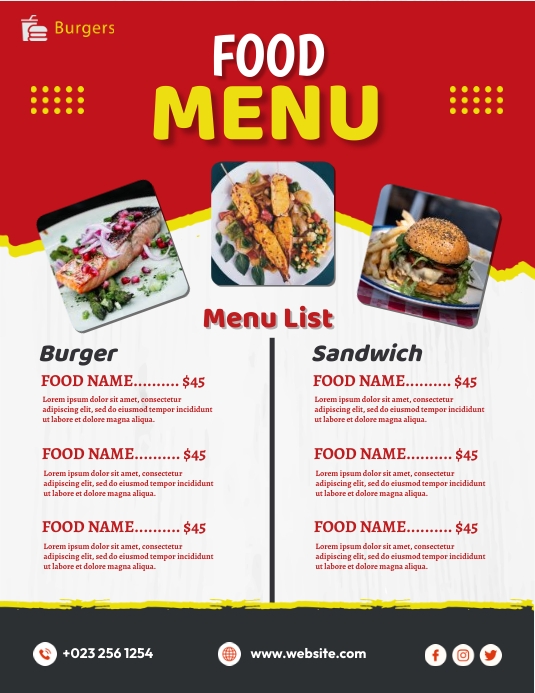 Food Menu List Template | PosterMyWall