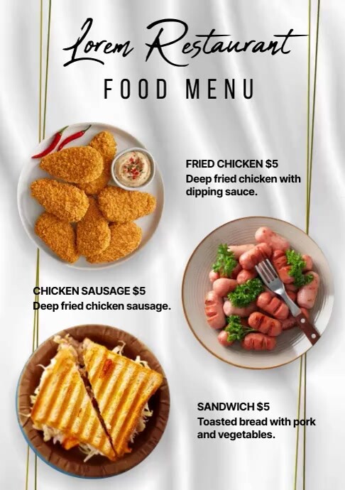 Food Menu List Flyers A4 template