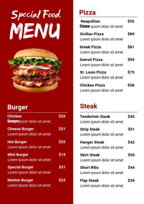 Food Menu List Template | PosterMyWall