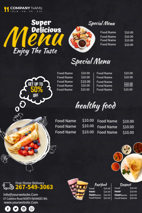 Food Menu Poster Template | PosterMyWall