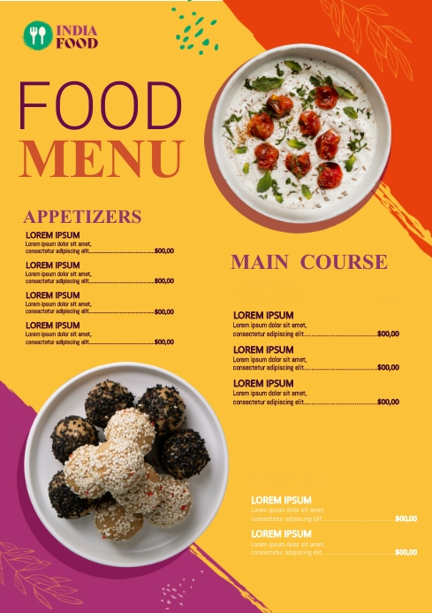 Sample Menu With Rice Food Menu Price List Template | PosterMyWall
