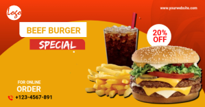 Orange Beef Burger Promotion Facebook Ad Template