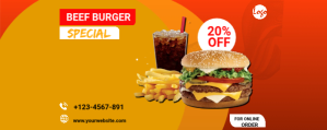 橙色 Food menu promotion Twitch banner Twitch Profile Banner Template