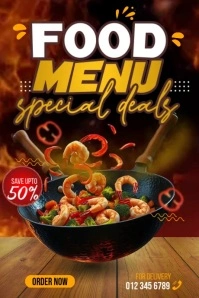 Food Menu Seafoods Promotional Плакат template