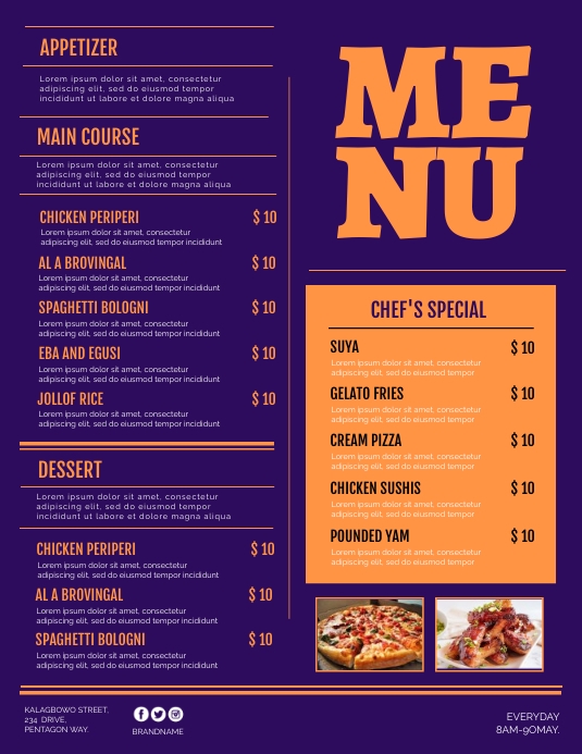 Plantilla de FOOD MENU TEMPLATE 2 | PosterMyWall